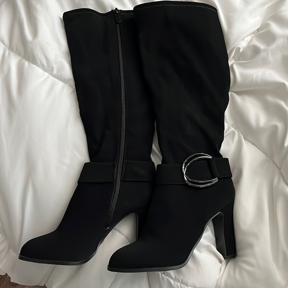 Black high heel boots